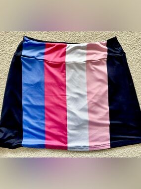 Golftini Striped Colorblock Mini Skirt in Blue, Pink, White, and purple